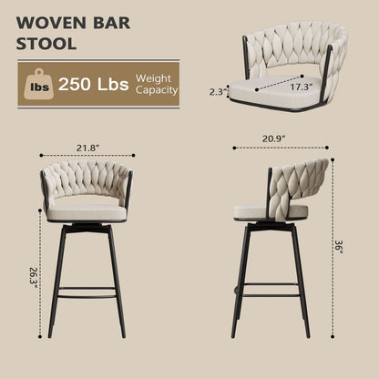 360-Degree Swivel Bar Chairs, Cushioned, Metal Legs, Set of 2 (view 5)