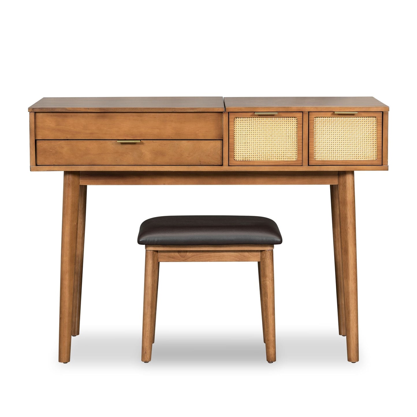 Solid Wood Mid-Century Vanity, Red (view 11)