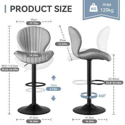 Faux Leather Swivel Bar Stools, Set of 2, Beige (view 108)