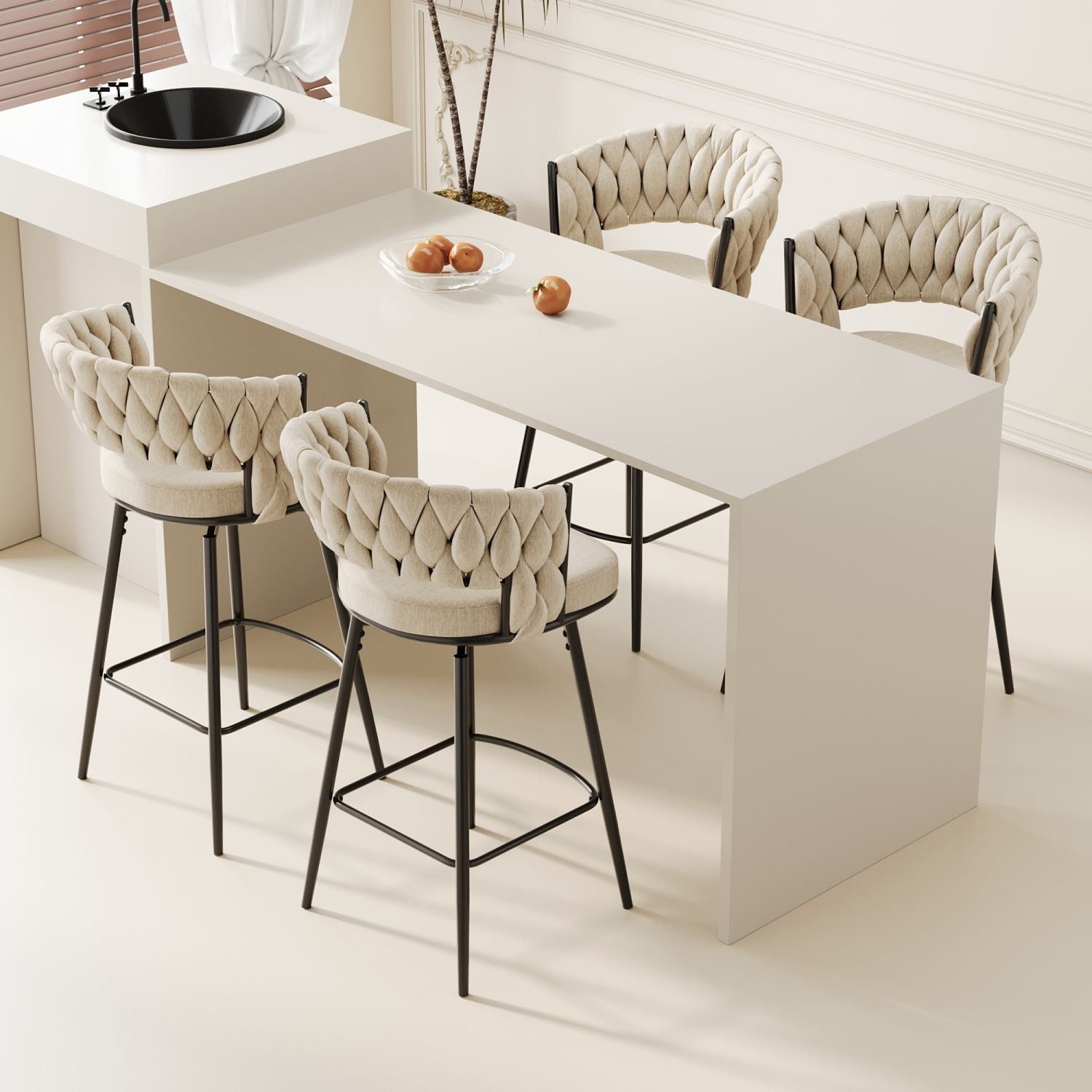 360-Degree Swivel Bar Chairs, Cushioned, Metal Legs, Set of 2 (view 18)