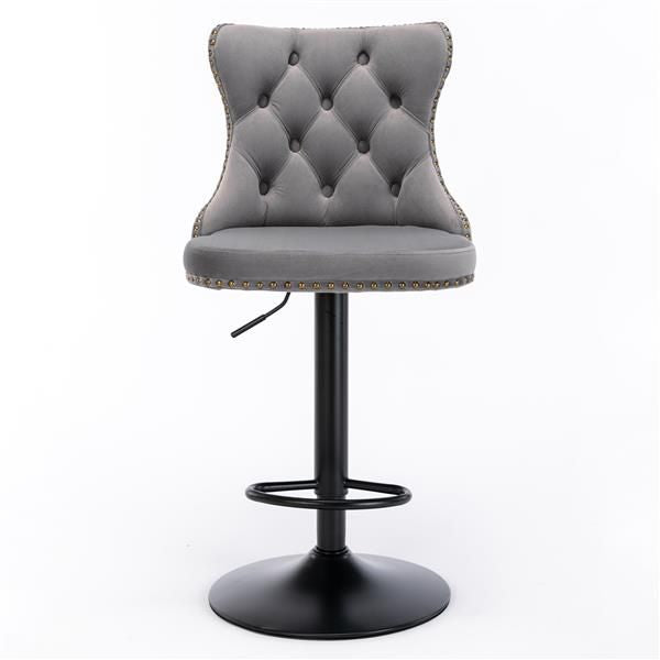 Velvet Swivel Bar Stools, Gray, Set of 2 (view 3)
