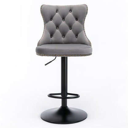 Velvet Swivel Bar Stools, Gray, Set of 2 (view 3)