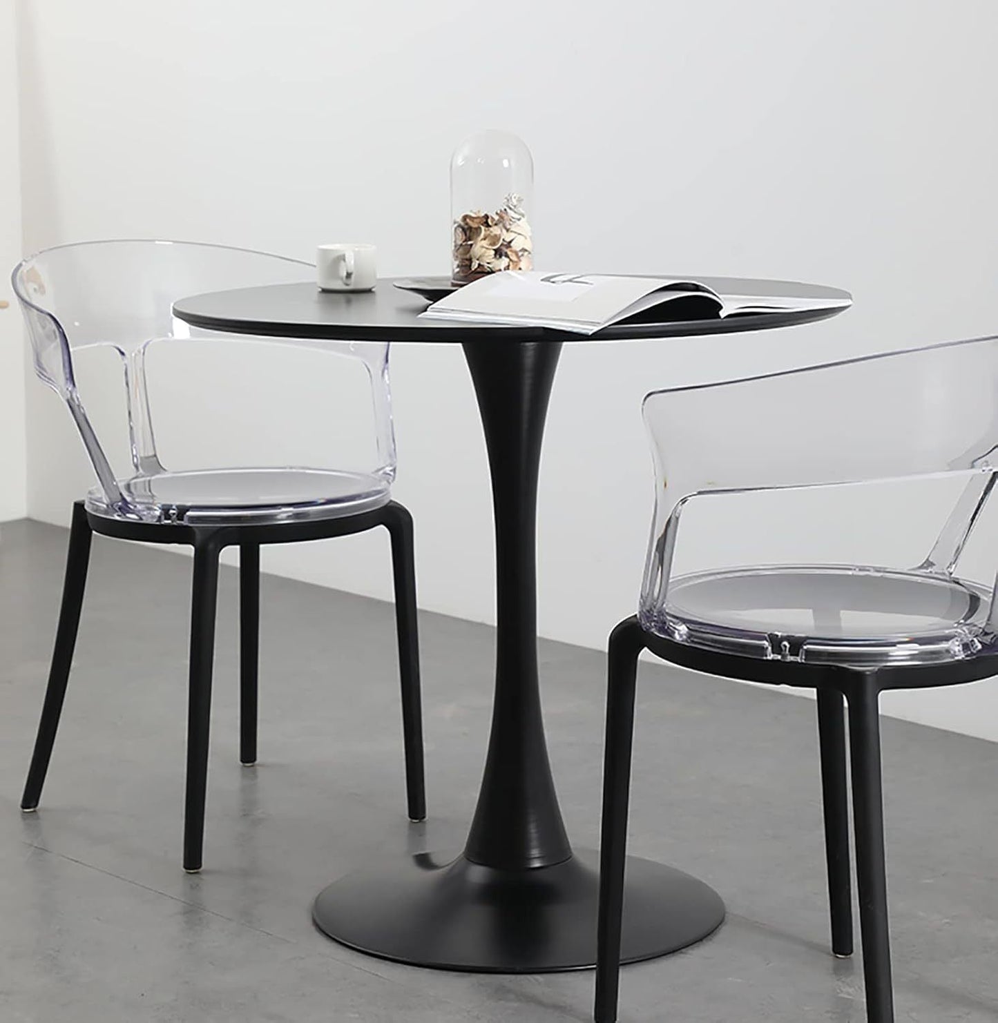 Wood Mid-Century Coffee Table, Black, Round (view 13)