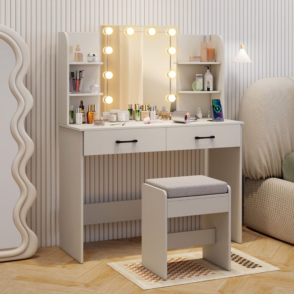 Vanity Set with Lighted Mirror and Stool with Power Outlet (view 15)