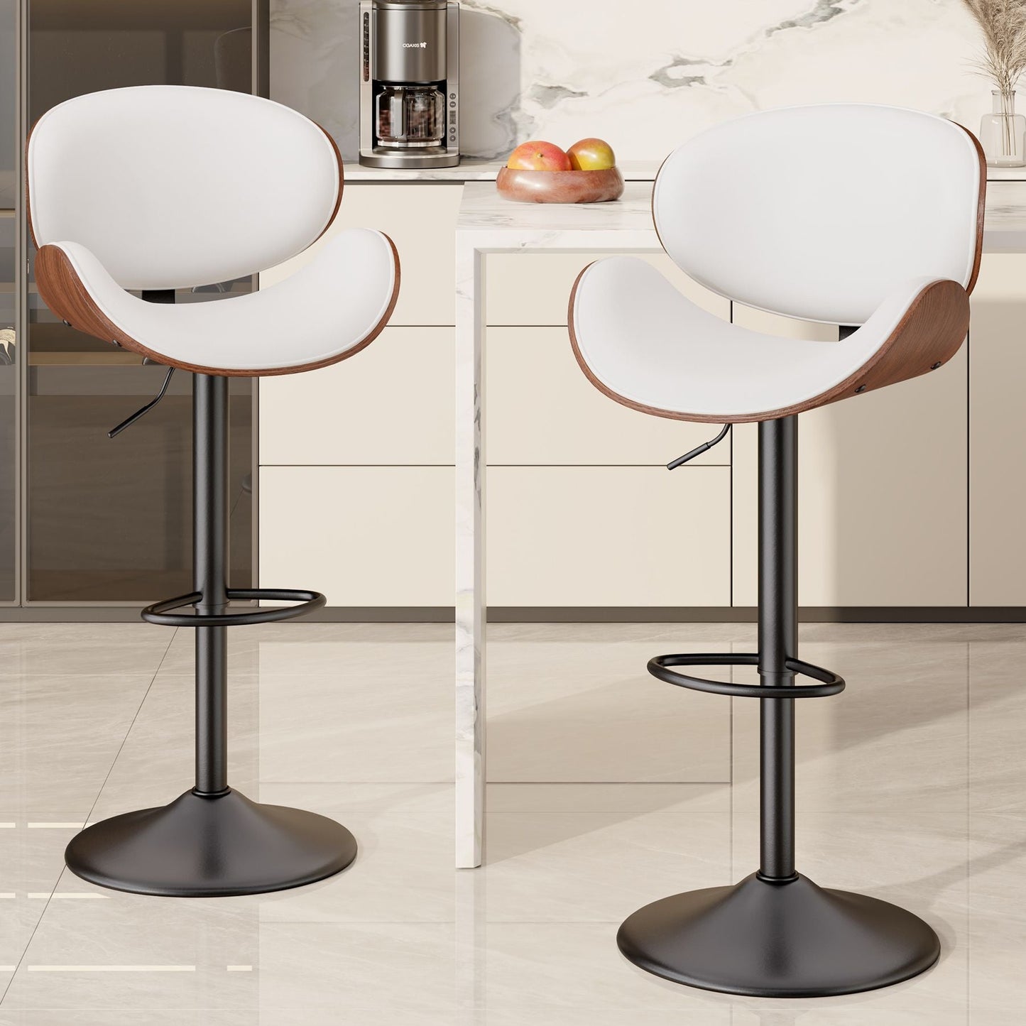 PU Leather Swivel Bar Stools, Set of 1, 18" Wide (view 73)