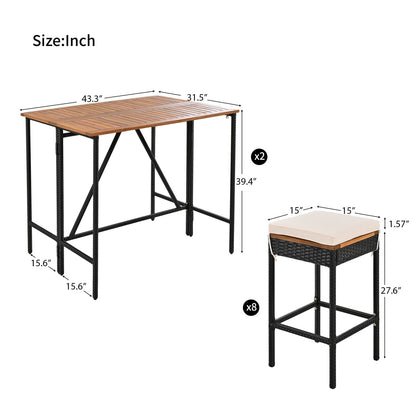 Rattan Mid-Century Dining Set, Brown, 60" Wide (view 6)