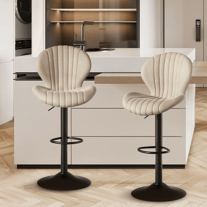 Faux Leather Swivel Bar Stools, Set of 2, High Back (view 2)