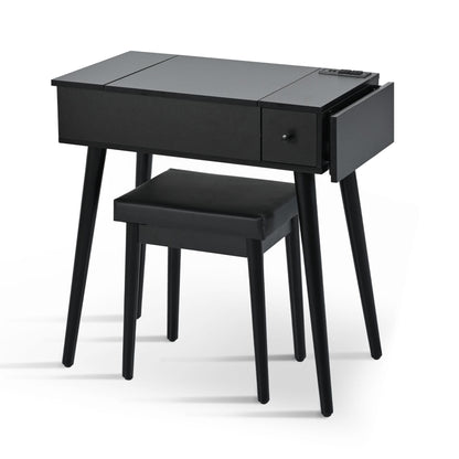 Mid-Century Vanity with LED Mirror, Black, 2 Drawers, 36" Wide (view 8)