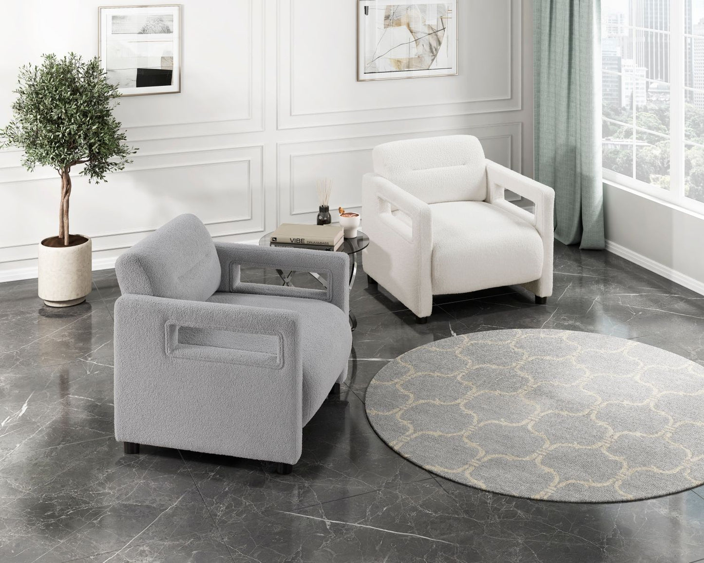 Boucle Mid-Century Accent Chair, Beige, 30" Wide (view 11)