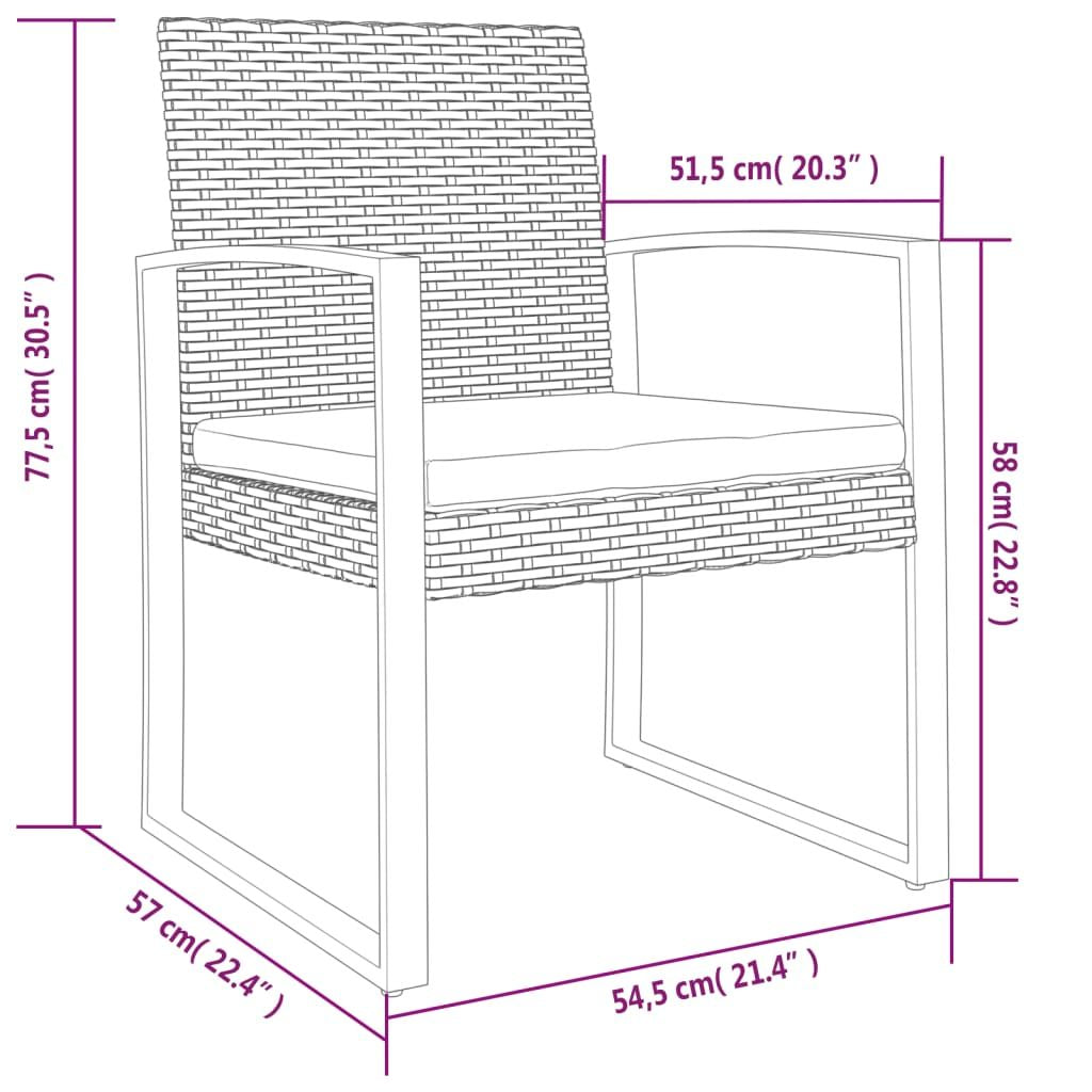 Patio Dining Chairs 2-Piece Black PP Rattan (view 7)