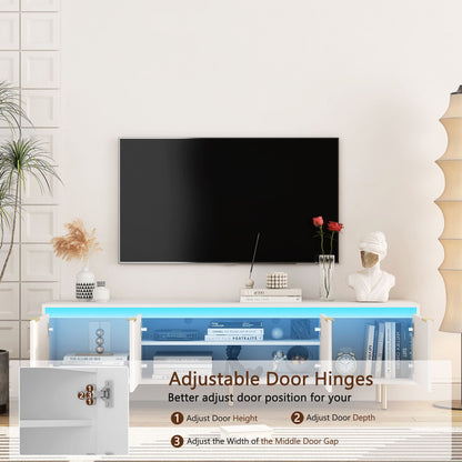 80" TV Mid-Century TV Stand, White, Fluted (view 19)