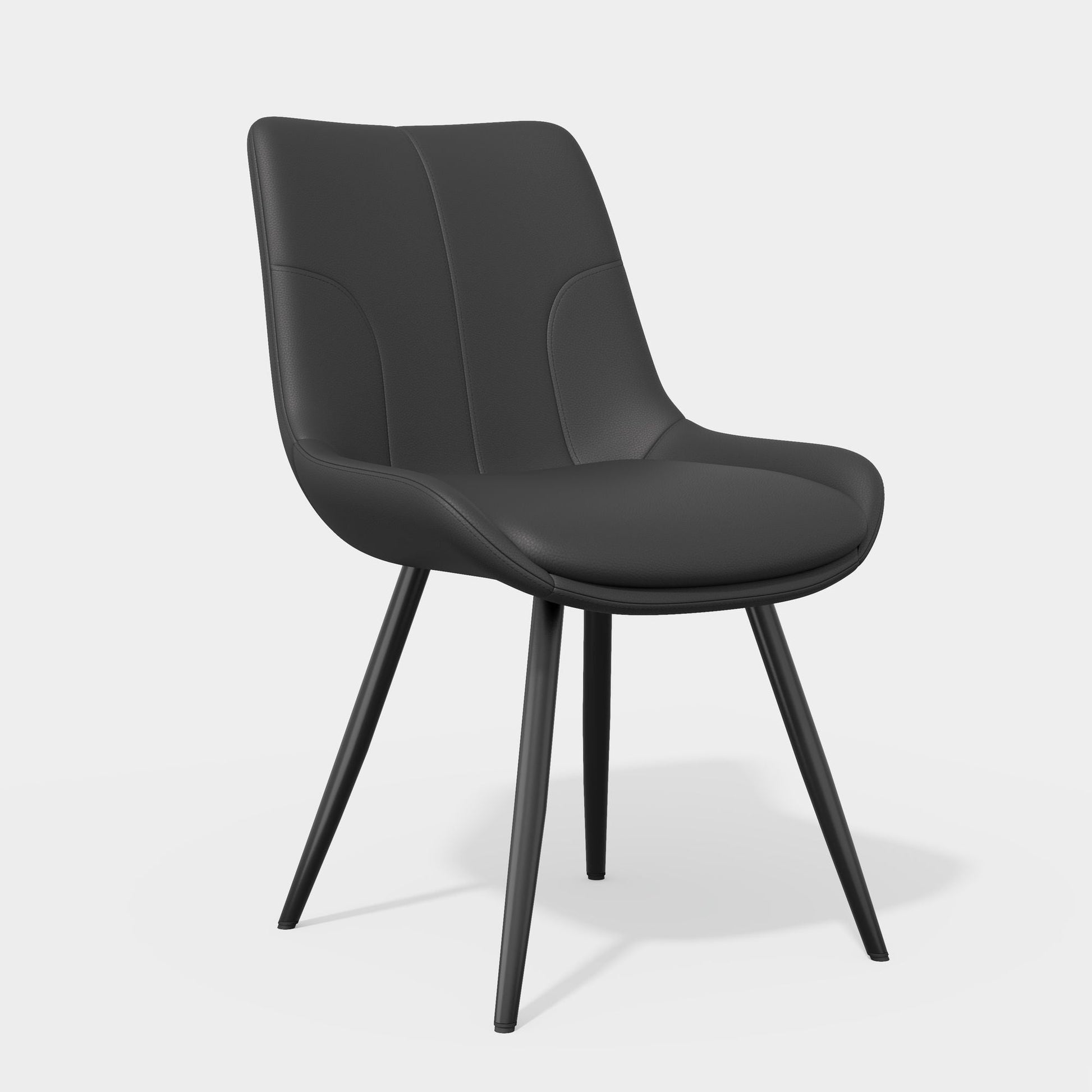 Leather Mid-Century Dining Chairs, Set of 2, Black (view 3)