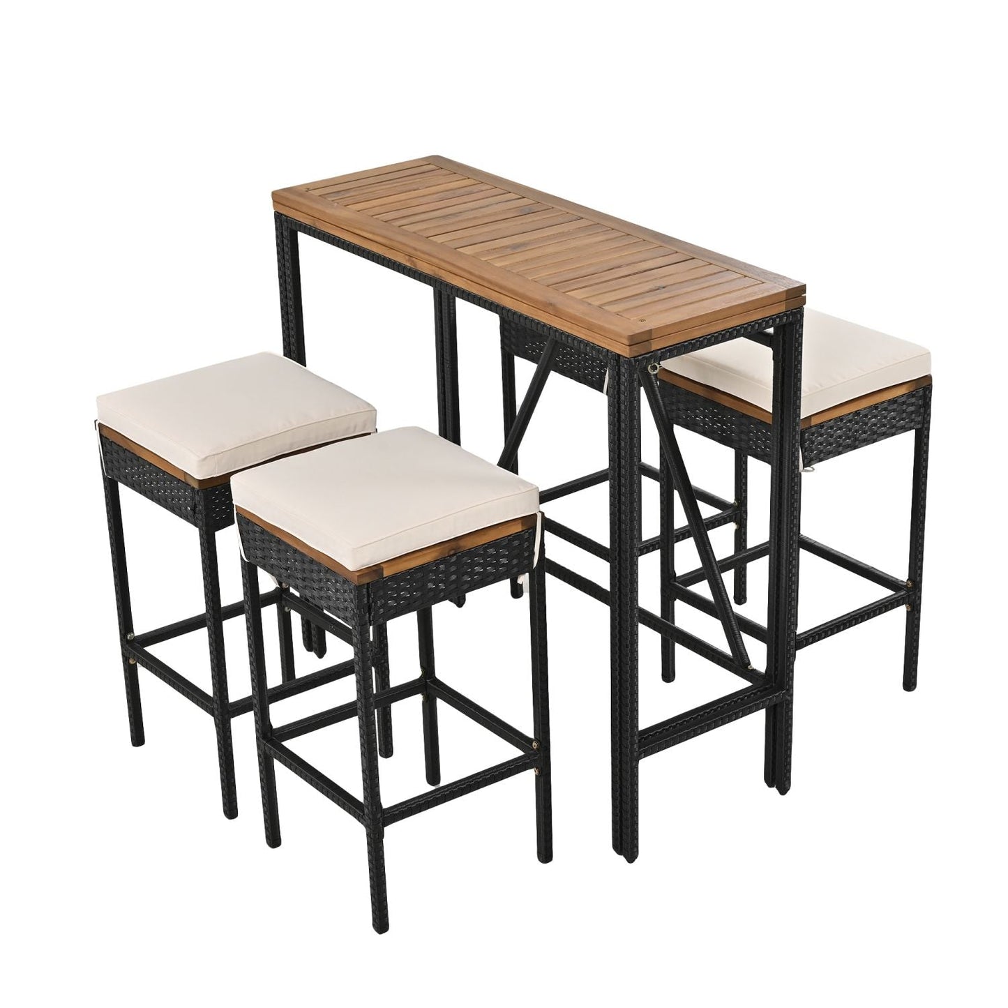 Rattan Mid-Century Dining Set, Brown, 60" Wide (view 12)