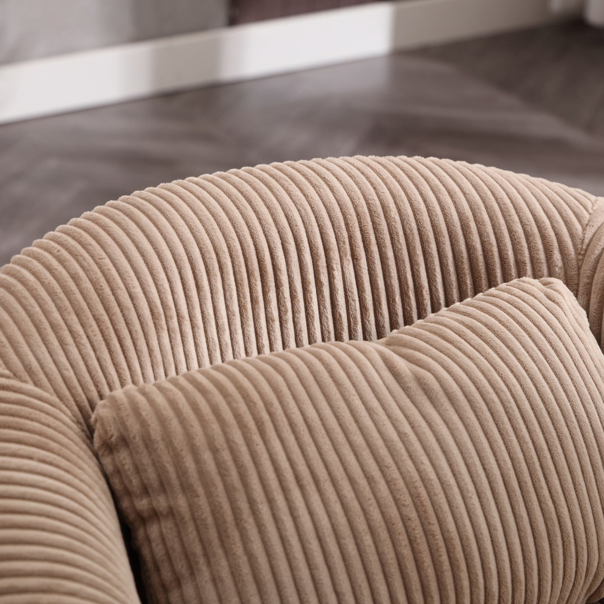 Upholstered 3-Seat Mid-Century Sofa, Beige (view 79)