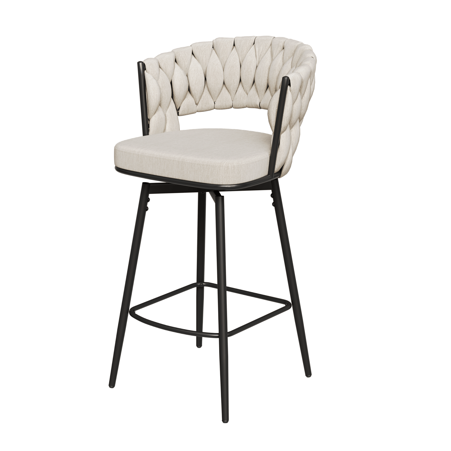 360° Swivel Bar Chairs, Cushioned, Metal Legs, 2pcs (view 7)