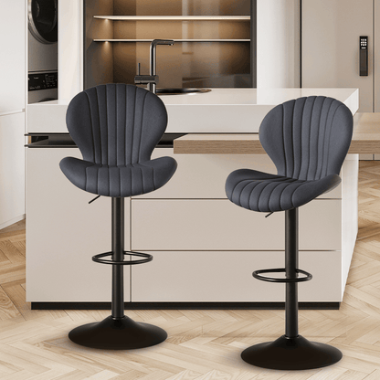 Faux Leather Swivel Bar Stools, Set of 2, Beige (view 95)