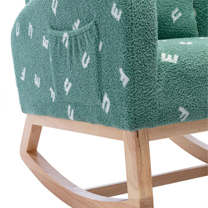 Boucle Mid-Century Rocking Chair, Green (view 11)