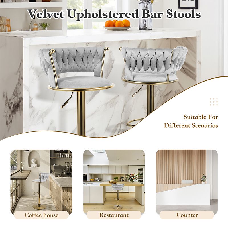 Velvet Swivel Bar Stools, Set of 2, 18" Wide (view 30)