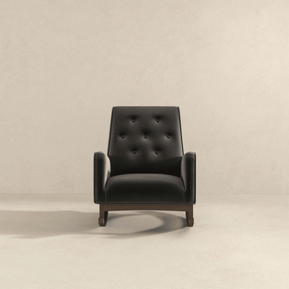 Demetrius Dark Grey Fabric Solid Wood Rocking Chair (view 5)