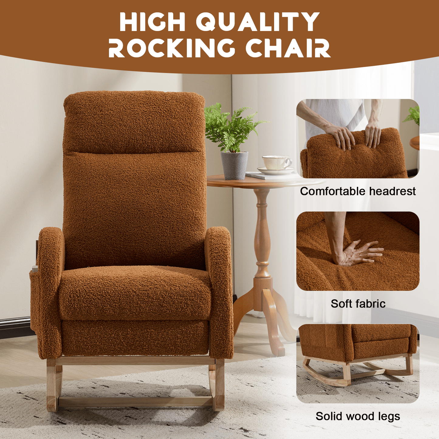 Wood Mid-Century Rocking Chair, WHITE (view 19)