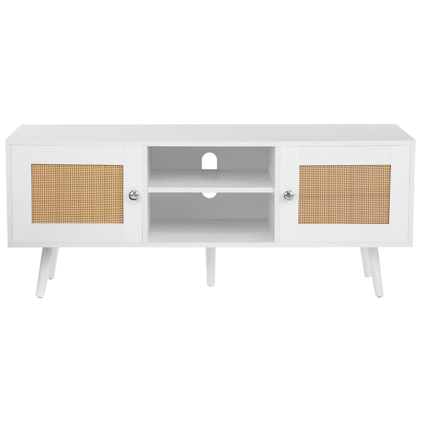 55" TV Mid-Century TV Stand, White (view 10)