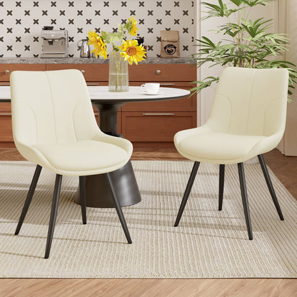 Leather Mid-Century Dining Chairs, Set of 2, Black (view 14)