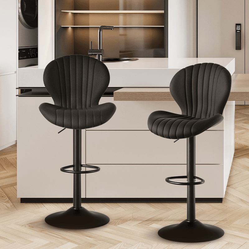 Faux Leather Swivel Bar Stools, Set of 2, Beige (view 71)