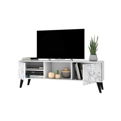 Mid-Century TV Stand, White, 24" Tall (view 4)