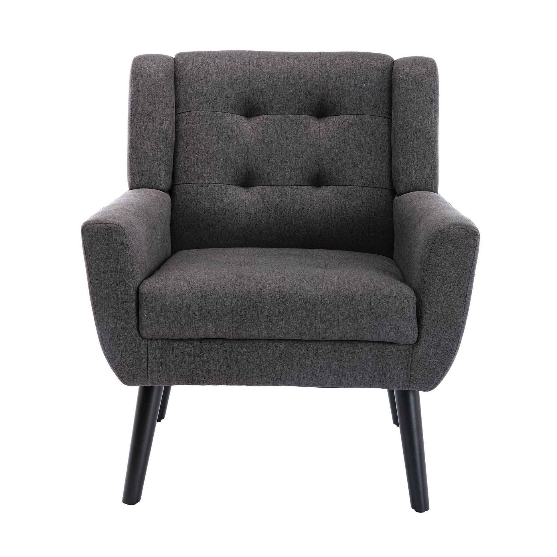 Linen Mid-Century Accent Chair, Light Gray (view 25)