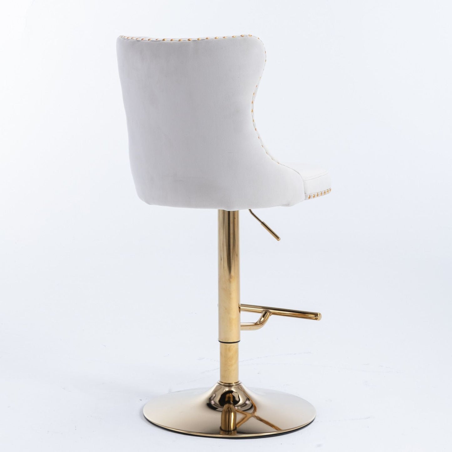 Gold Velvet Swivel Bar Stools, Tufted, Adjustable (view 11)