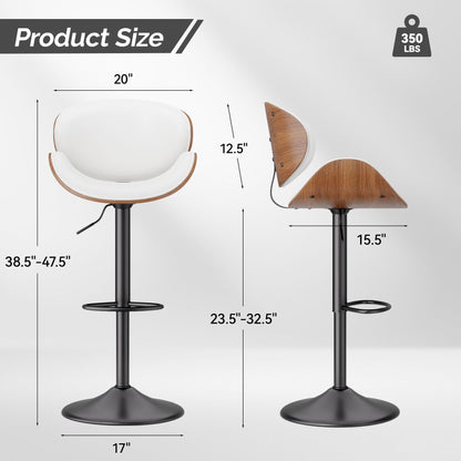 PU Leather Swivel Bar Stools, Set of 1, 18" Wide (view 30)