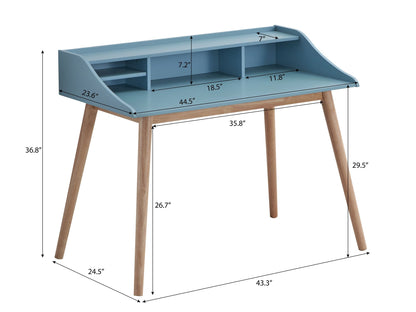 43.3" Mid-Century Desk, Blue (view 4)