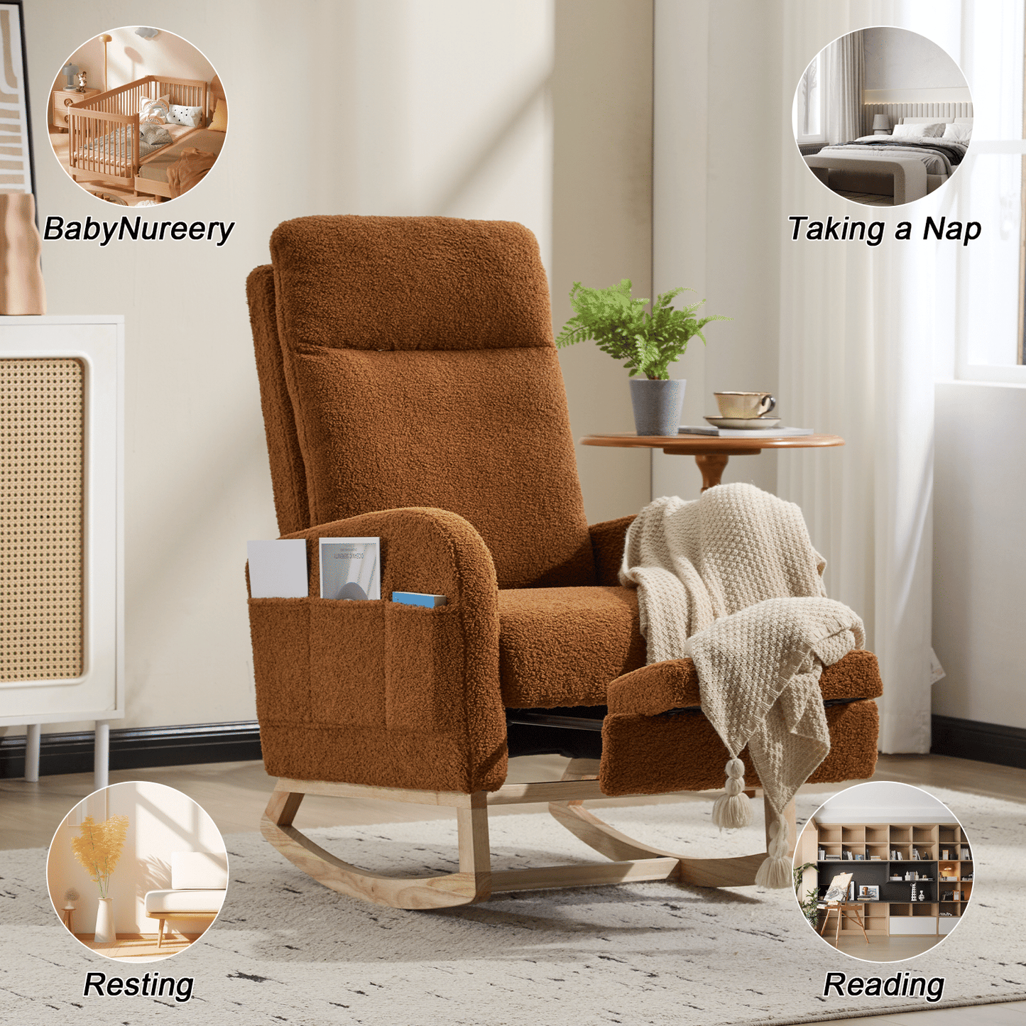 Wood Mid-Century Rocking Chair, WHITE (view 21)