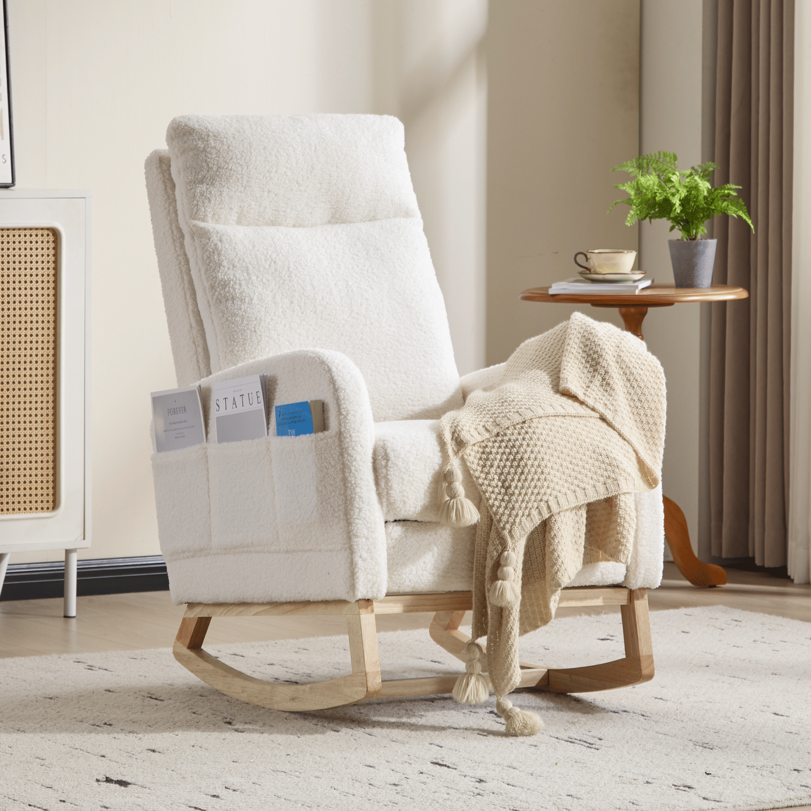 Wood Mid-Century Rocking Chair, White (view 2)