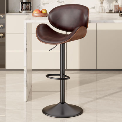 PU Leather Swivel Bar Stools, Set of 1, Black (view 10)