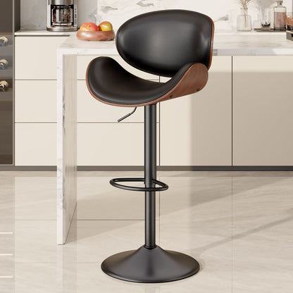 PU Leather Swivel Bar Stools, Set of 1, Black (view 47)