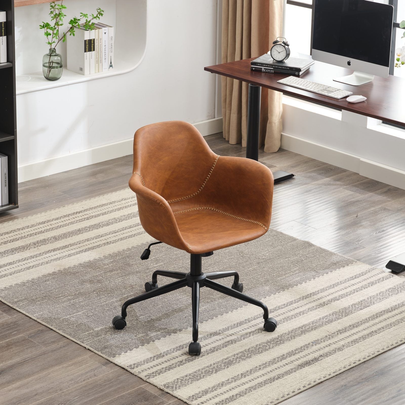Upholstered Mid-Century Accent Chair, Brown, 26" Wide (view 18)