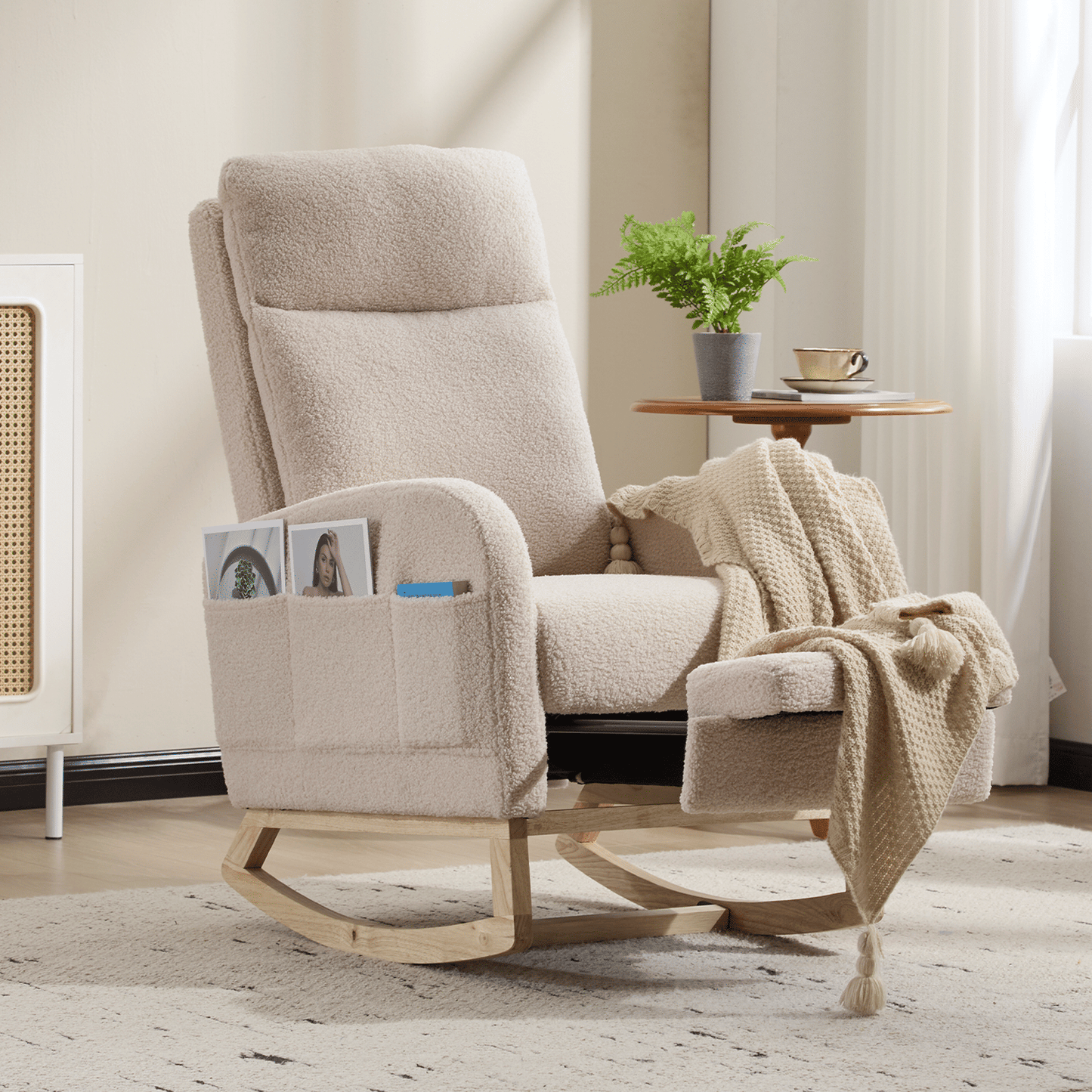 Wood Mid-Century Rocking Chair, WHITE (view 9)