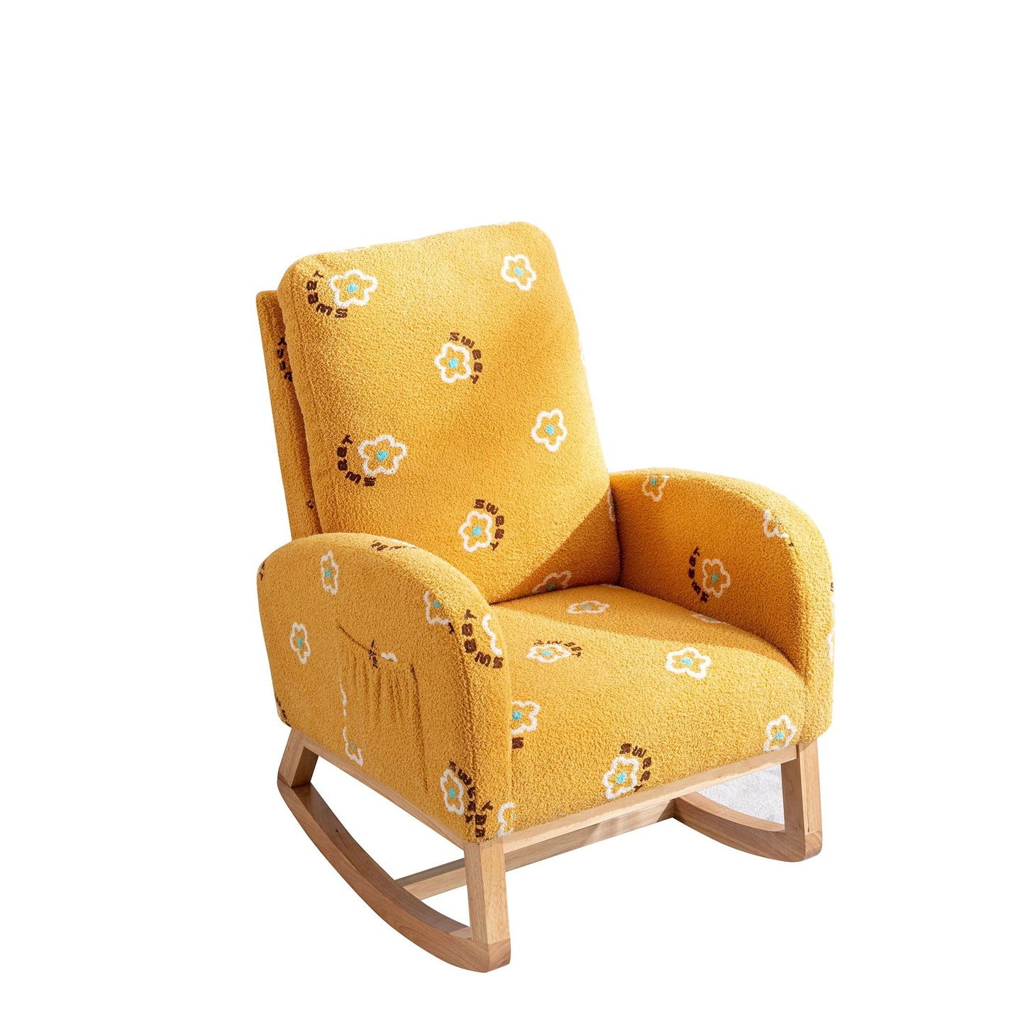 Boucle Mid-Century Rocking Chair, Mustard (view 4)