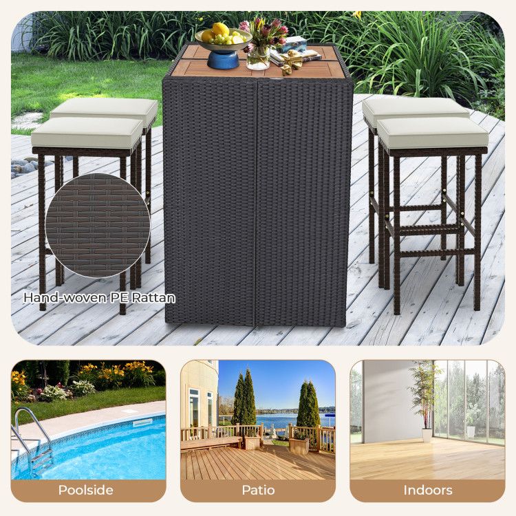 Rattan Swivel Bar Stools, Mix Brown, Set of 2 (view 8)