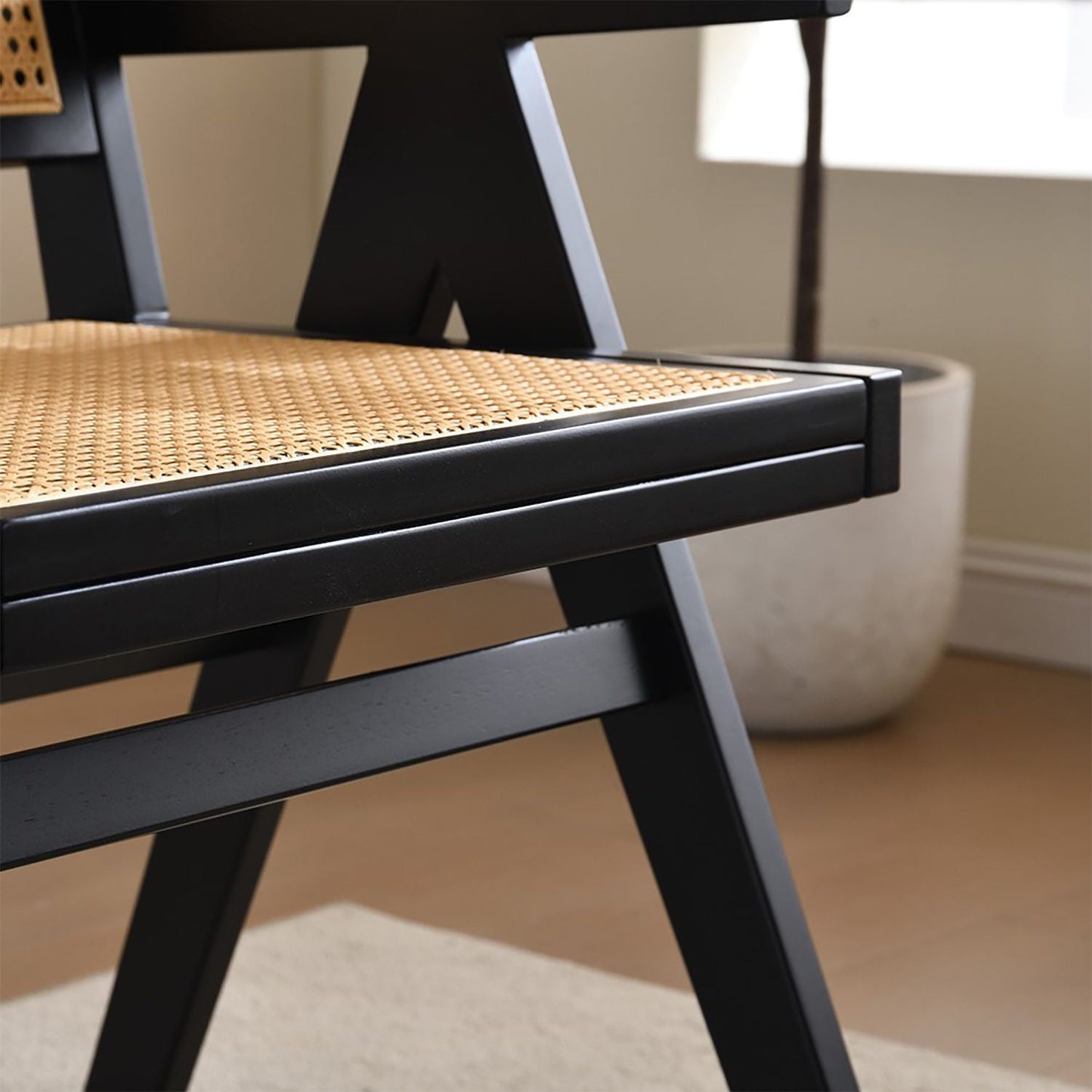 Rattan Mid-Century Accent Chair, Black (view 7)