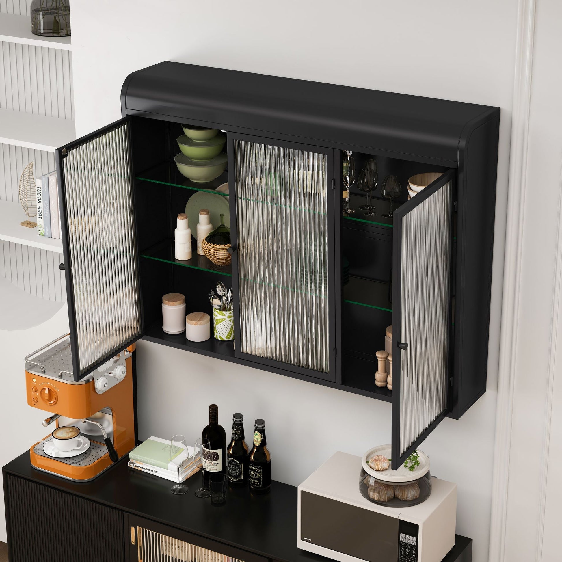 Metal Mid-Century Cabinet, Black, 36" Wide (view 2)