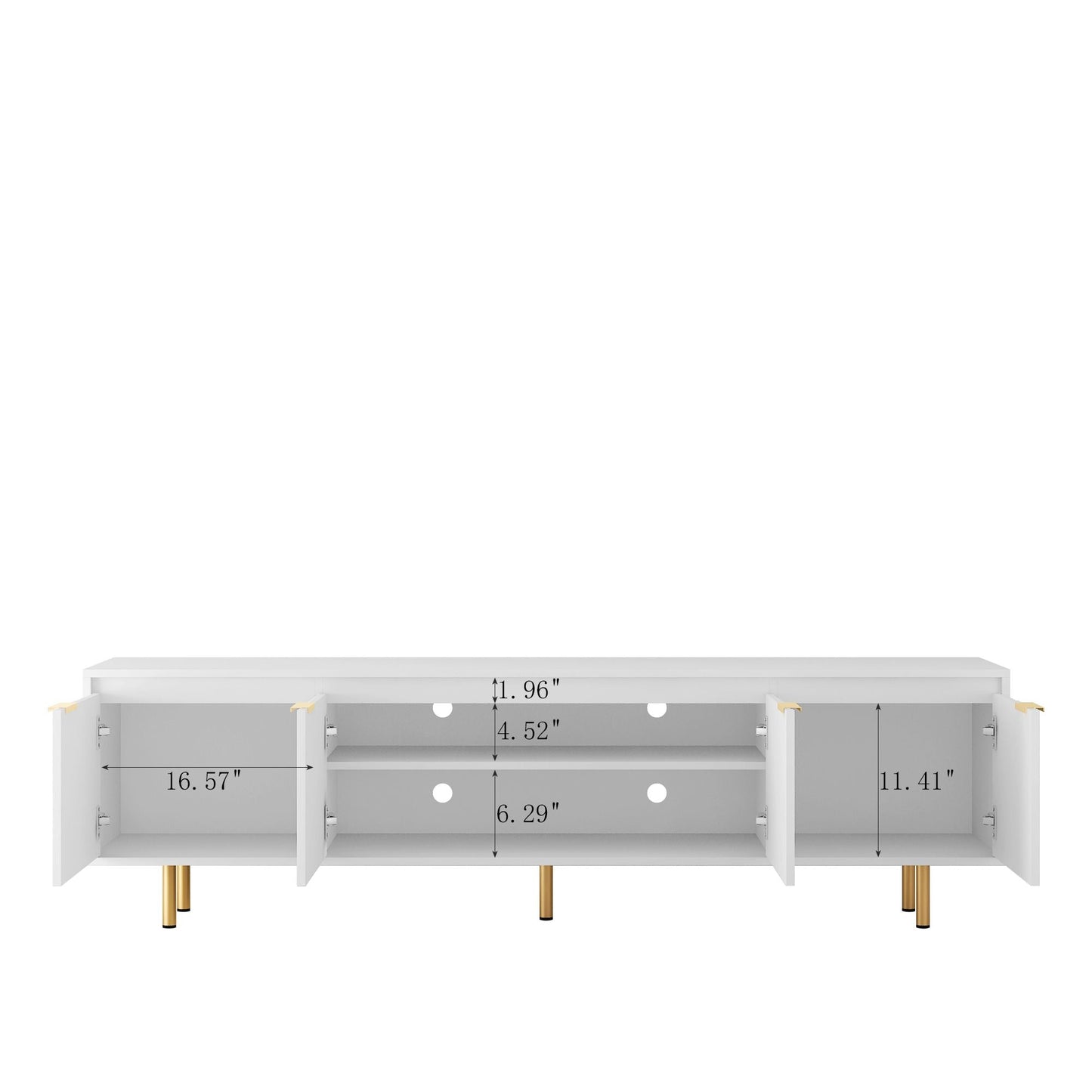 80" TV Mid-Century TV Stand, White, Fluted (view 18)