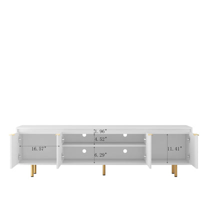 80" TV Mid-Century TV Stand, White, Fluted (view 18)