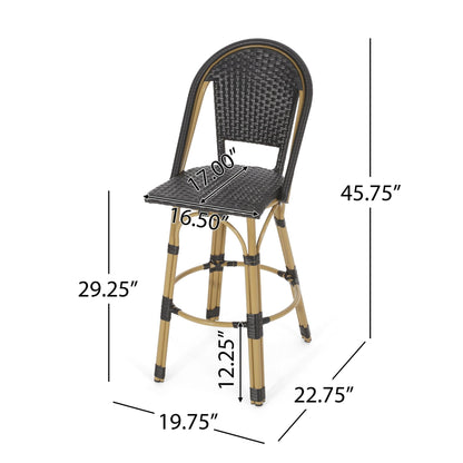 Rattan Swivel Bar Stools, Black, Set of 2, 45.75" Tall (view 5)
