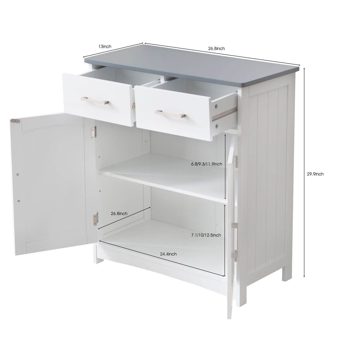 Mid-Century Cabinet, White, Adjustable Height (view 5)