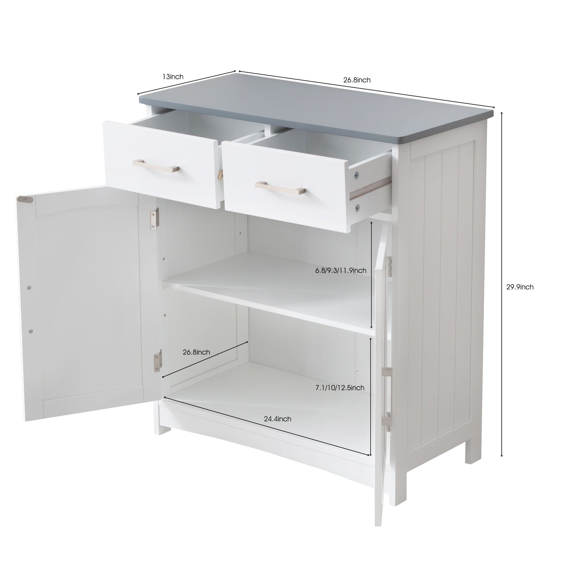 Mid-Century Cabinet, White, Adjustable Height (view 5)
