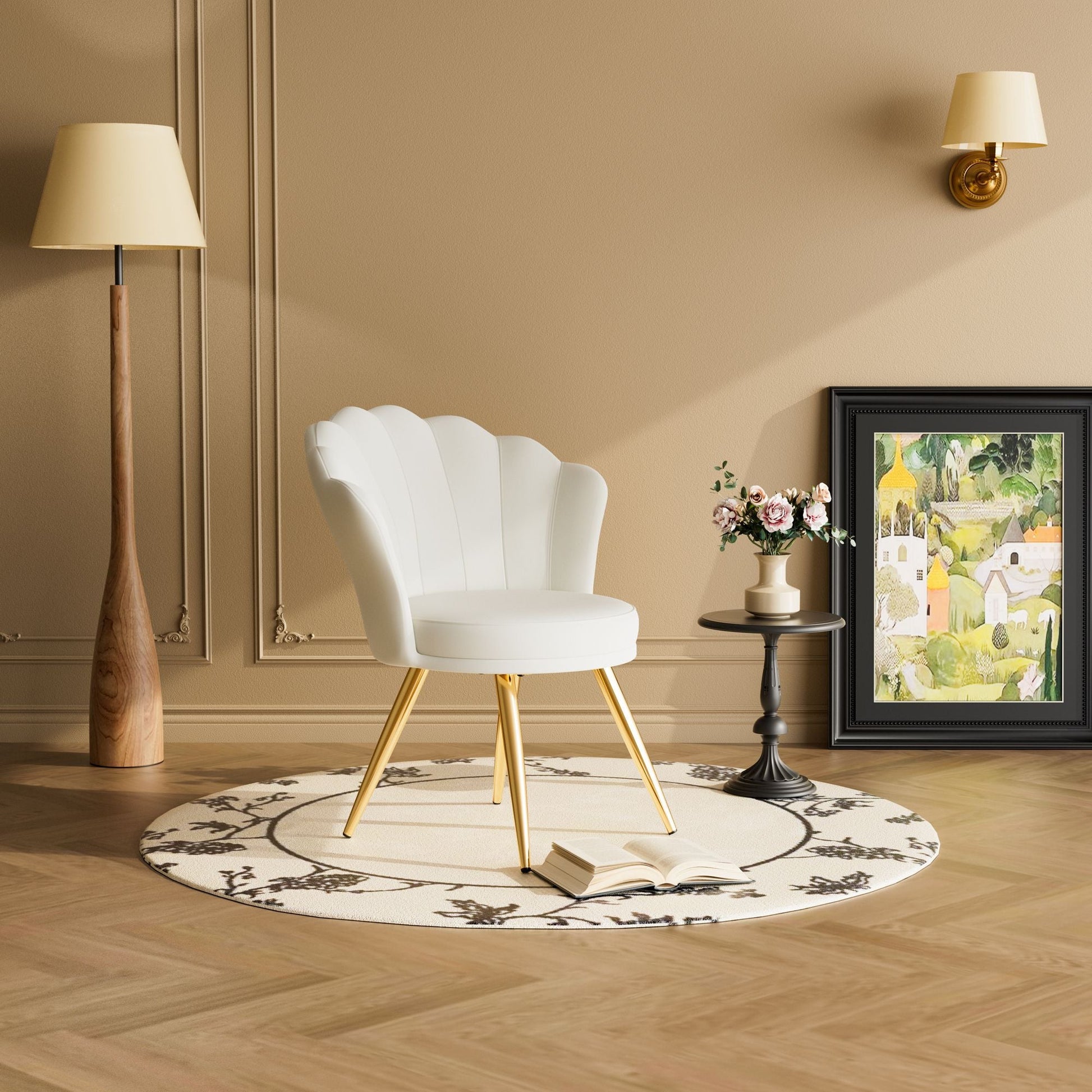 Velvet Mid-Century Accent Chair, Gold (view 46)