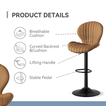 Faux Leather Swivel Bar Stools, Set of 2, Beige (view 94)