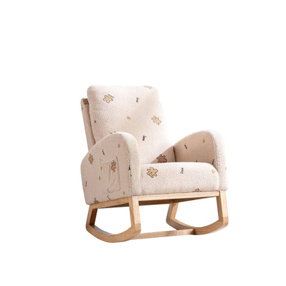 Boucle Mid-Century Rocking Chair, Beige (view 9)